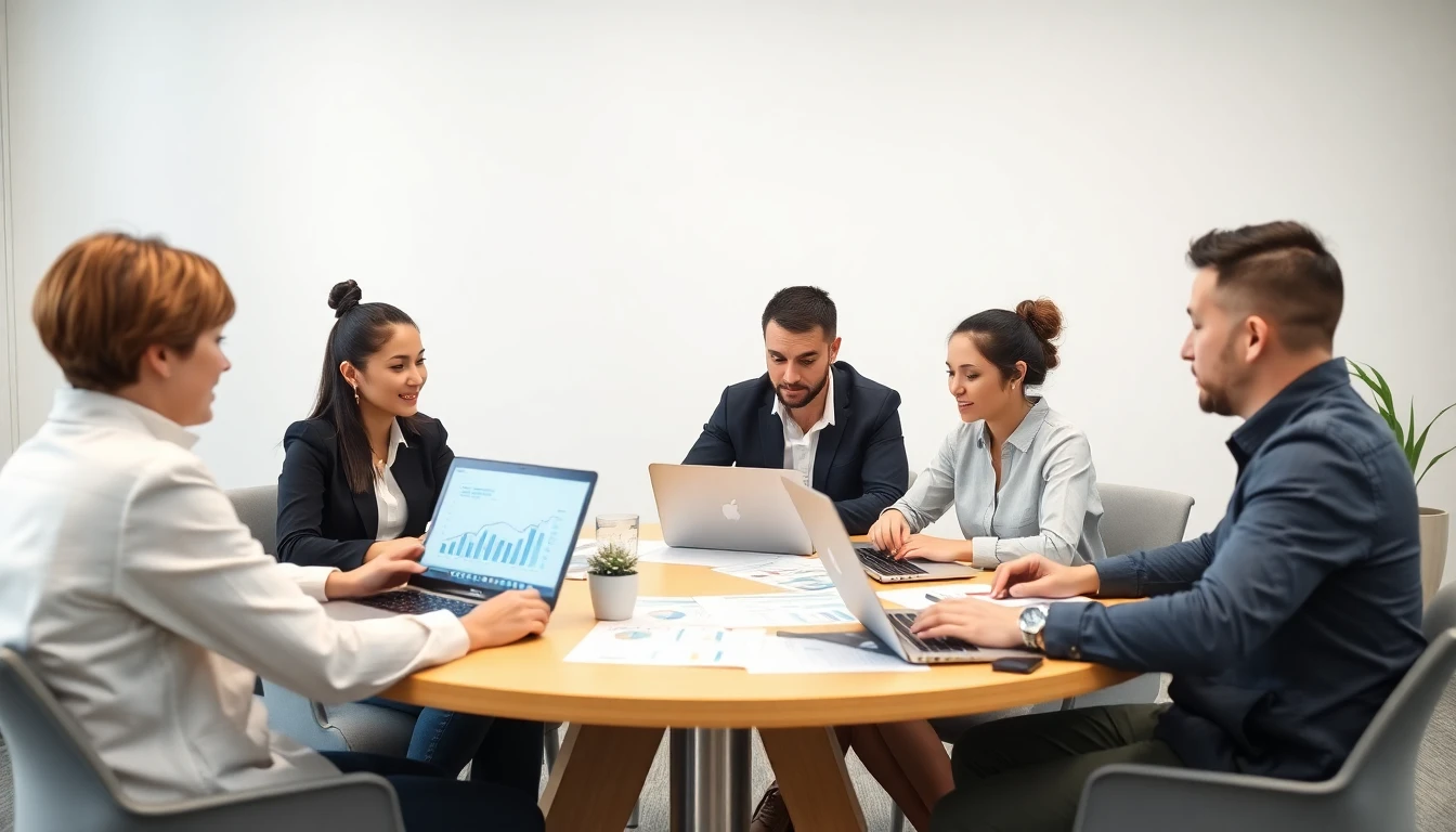 Equipo de marketing colaborando